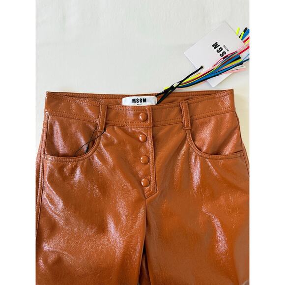 MSGM Vegan Leather Straight Leg Trousers Size XS NWT - Picture 10 of 11